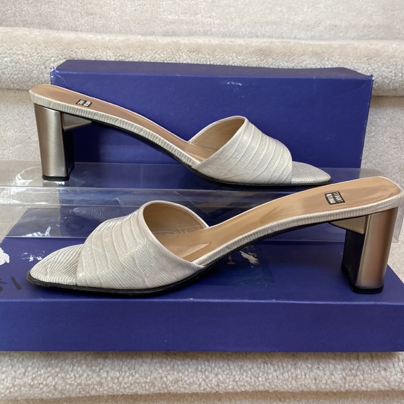 stuart weitzman snake embossed leather slides / mules - Picture 3 of 14